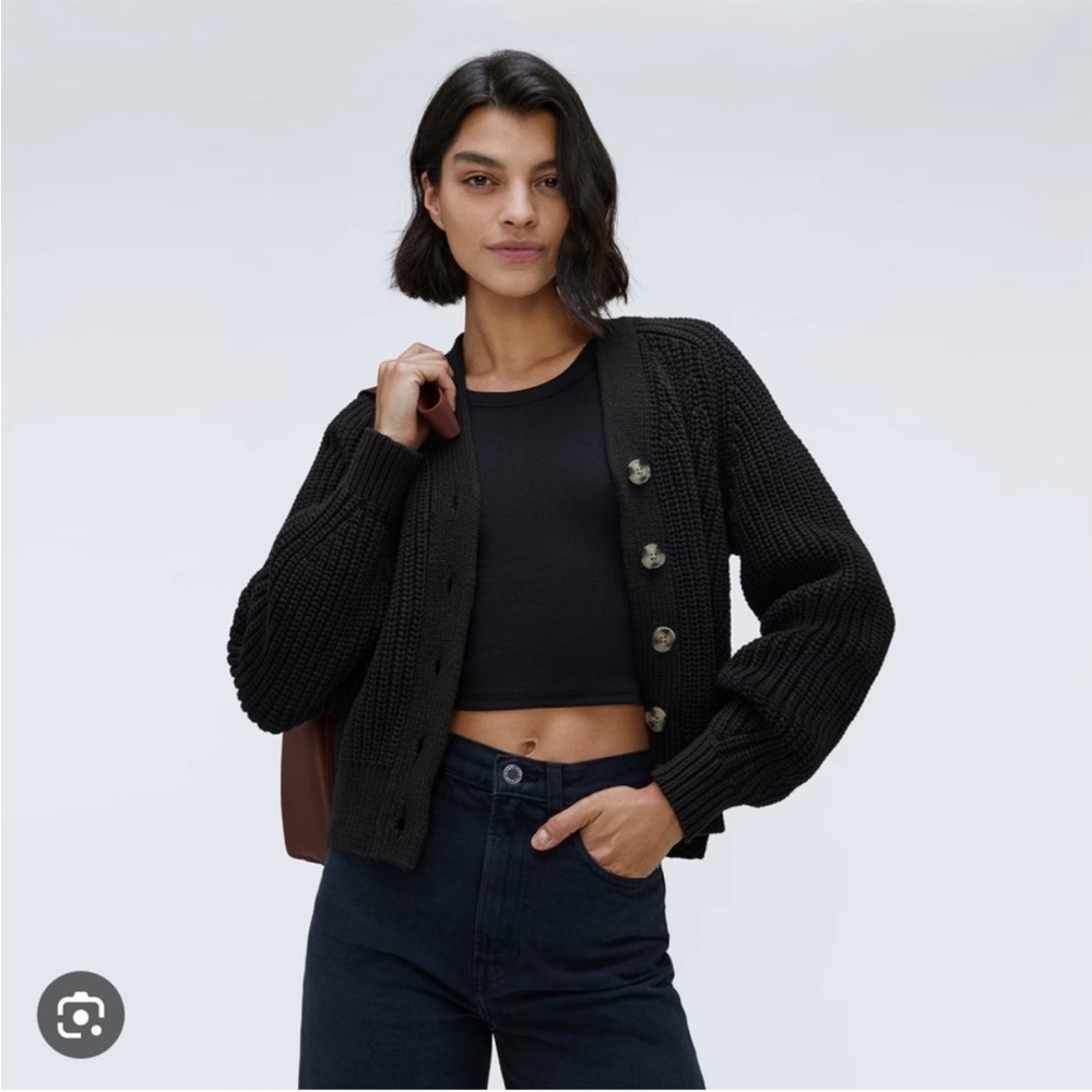 Everlane Cotton Texture Cardigan Black